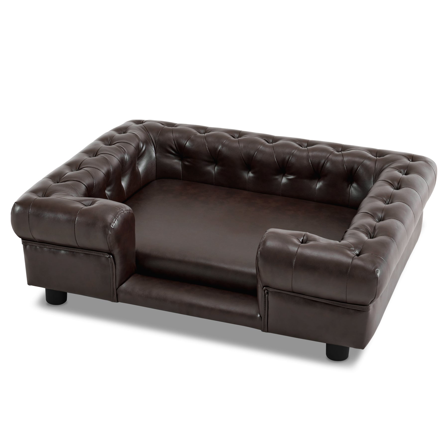 MCombo Pet Sofa Bed Dog Couch for Small Dogs Faux Leather Dog Sofa with Small Stairs 6321
