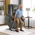 thumbnail image 1 of MCombo Power Lift Recliner Chair Sofa with Massage and Heat for Elderly People, Extended Footrest, Hand Remote Control, Cup Holders, USB Ports, Fabric 7529 (Medium, Grey), 1 of 9