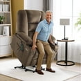 thumbnail image 1 of MCombo Power Lift Recliner Chair Sofa with Massage and Heat for Elderly People, Extended Footrest, Hand Remote Control, Lumbar Pillow, Cup Holders, USB Ports, Fabric 7529 (Medium, Brown), 1 of 8