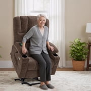 MCombo Power Lift Recliner Chair with Massage Heat, Extended Footrest, FabricMedium-Regular, Coffee
