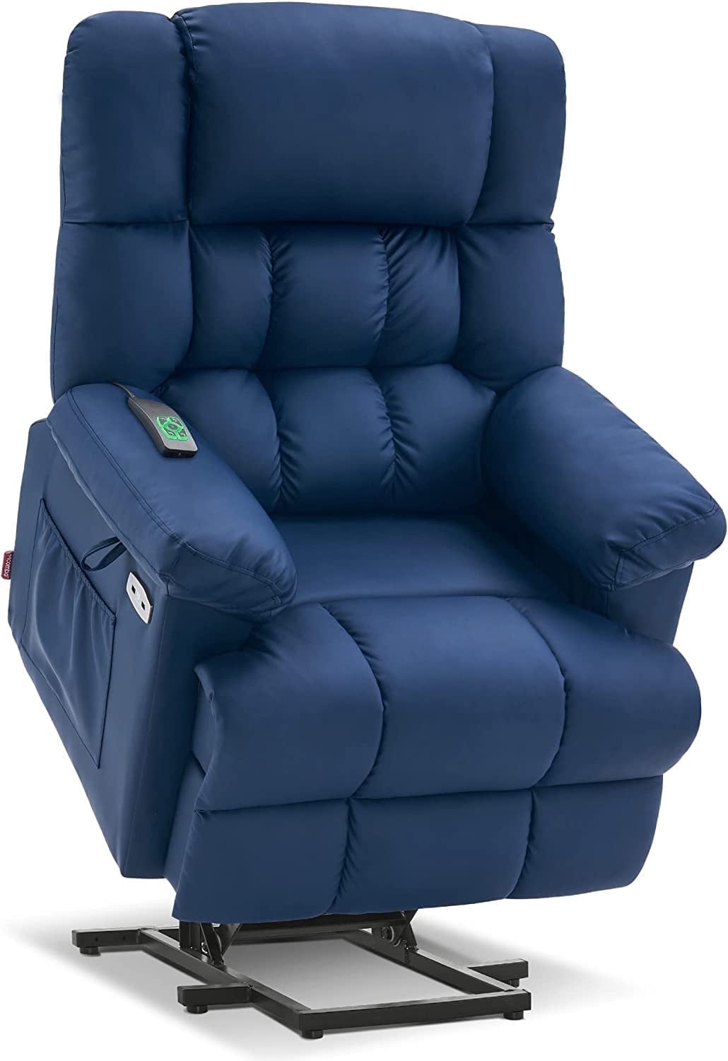 MCombo Power Lift Recliner with Massage and Heat for Elderly Living Room, Faux Leather 7533 Blue