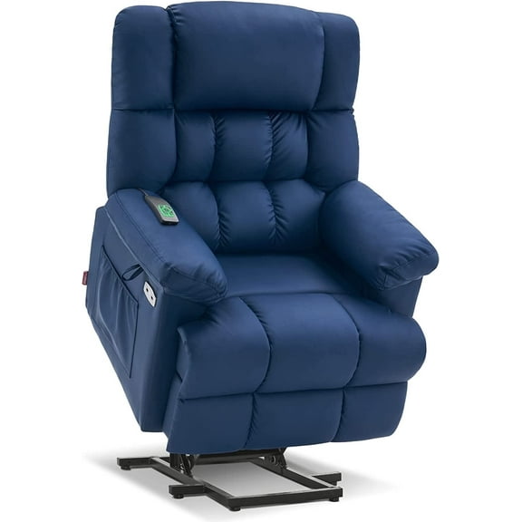 MCombo Power Lift Recliner with Massage and Heat for Elderly Living Room, Faux Leather 7533 Blue