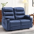 thumbnail image 1 of MCombo Power Loveseat Recliner, Electric Reclining Loveseat Sofa with Heat and Vibration, Cup Holders, USB Charge Port, Faux Leather Reclining Sofa for Living Room PR622(Navy Blue), 1 of 9