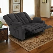 MCombo Power Loveseat Recliner w/ Massage USB Port for Living Room Gray Fabric 6025
