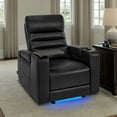 thumbnail image 1 of MCombo Power Recliner Chair, Home Theater Seating with LED Light, Armrest Storage for Living Room, Faux Leather, Black, 1 of 11