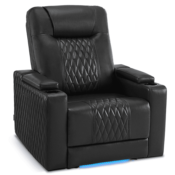 MCombo Power Recliner Chair with USB & Type C Port, LED Light & Armrest Storage, Home Theater Seating with Adjustable Headrest, Electric Power Reclining Sofa for Living Room HTS401