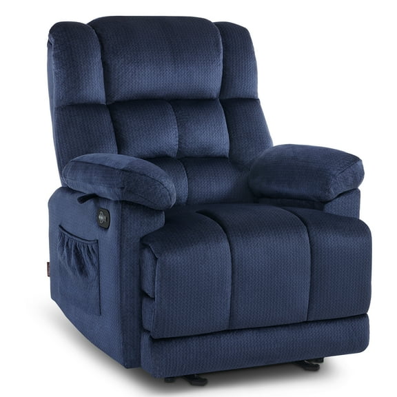 MCombo Power Recliner Chair with Heat and Massage, Electric Reclining Chair for Living Room, USB Ports, 2 Side Pockets, Fabric R6233