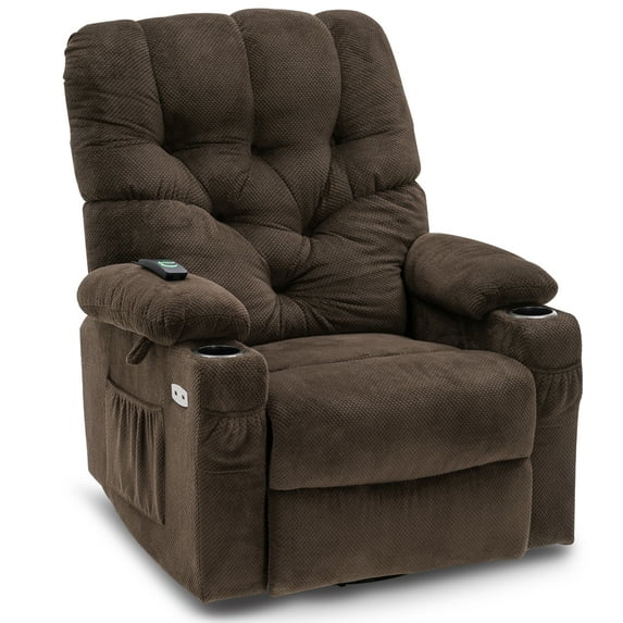 MCombo Power Swivel Glider Recliner Chair Fabric Recliner, Brown Fabric 7797