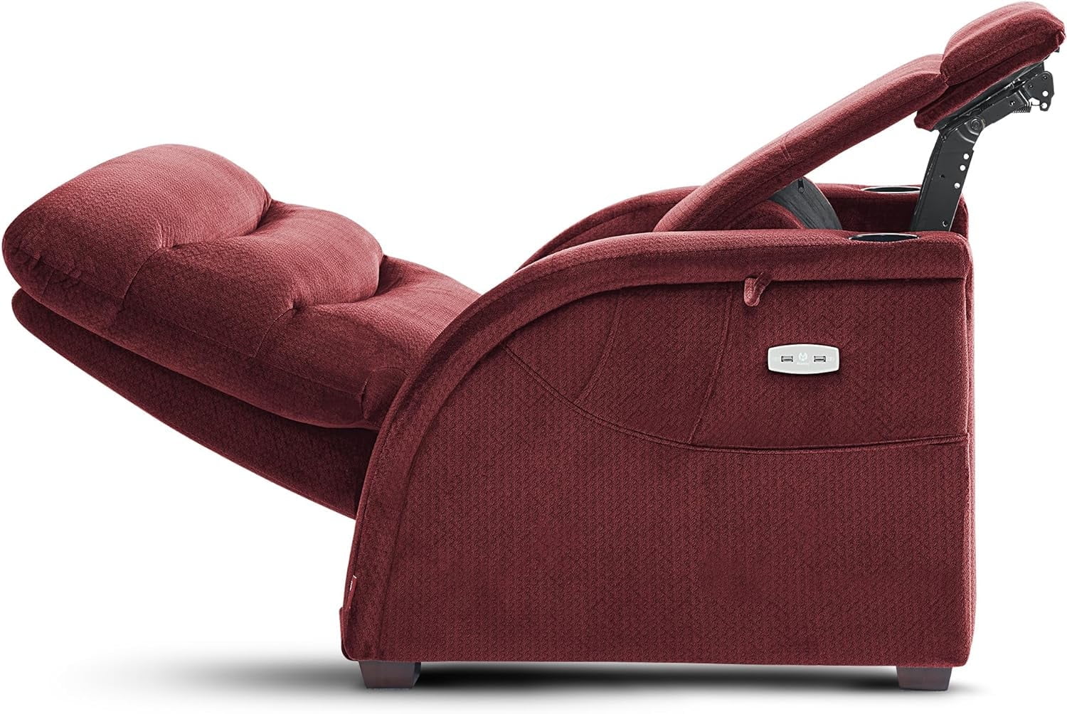 MCombo Power Zero Gravity Recliner Living Room Reclining Chair Wood Foot, Fabric ZG334 (Burgundy)
