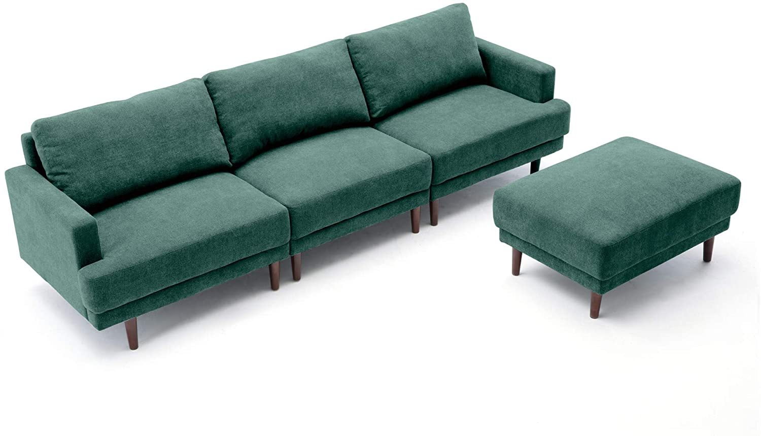 MCombo Sectional Couch Sofa 3-Seat Small Modern Green Sofa with Ottoman ...