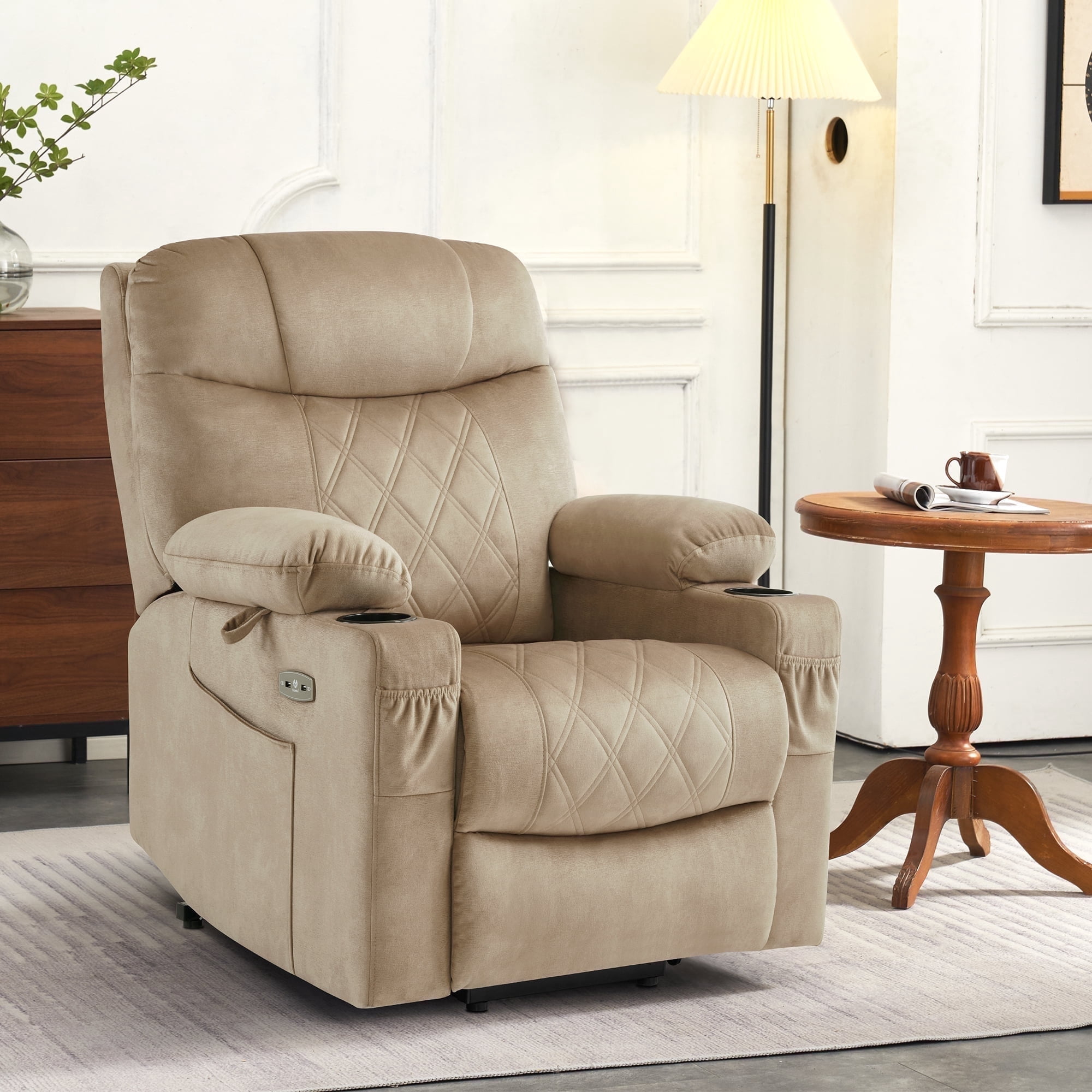 MCombo Small Triple Motor Power Lift Recliner with Adjustable Headrest for  Petitie Elderly, Fabric, Beige