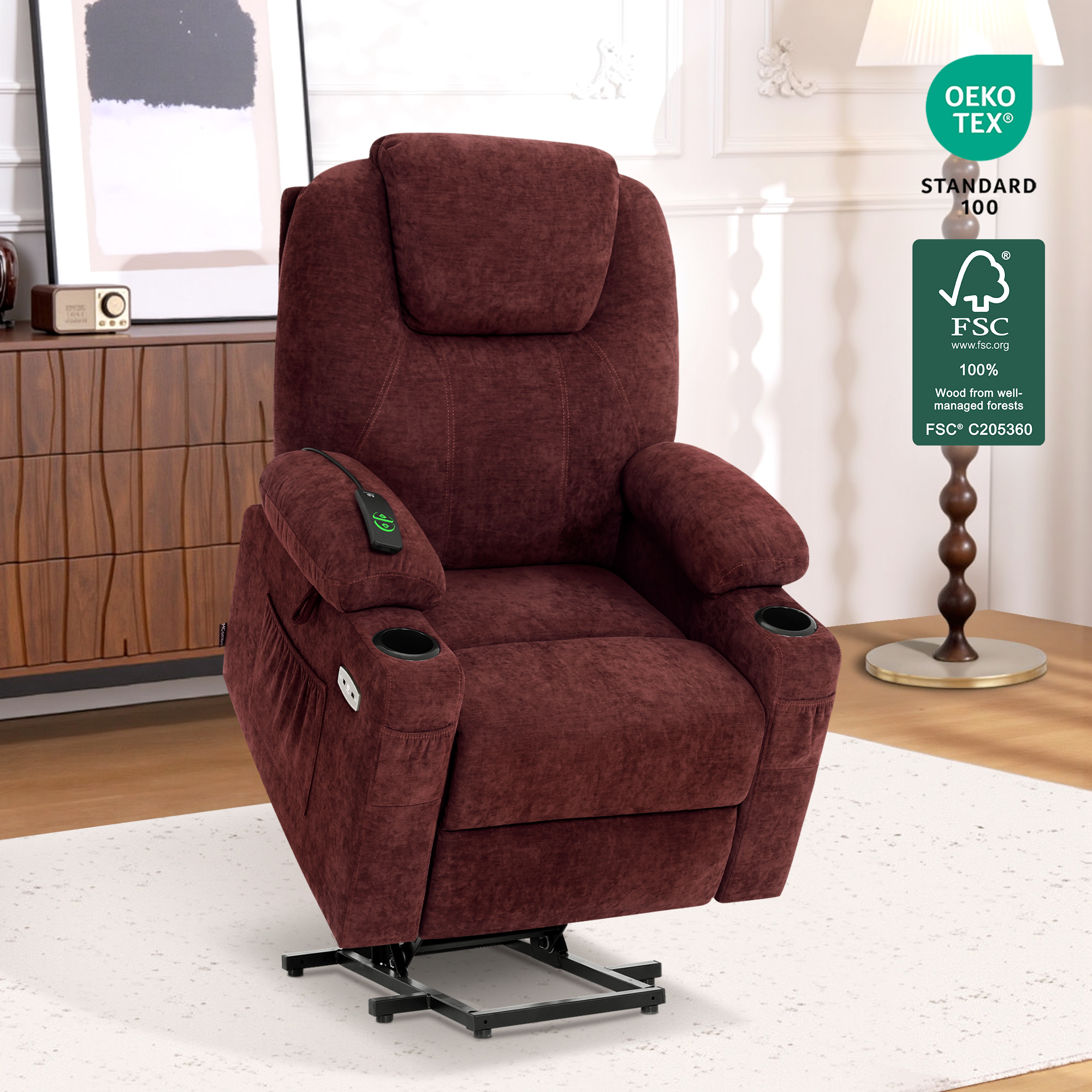 MCombo Small Power Lift Recliner Chair Sofa with Massage and Heat for ...