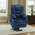 thumbnail image 1 of MCombo Small Power Lift Recliner Chair Sofa with Massage and Heat for Elderly People, Extended Footrest, Hand Remote Control, Cup Holders, USB Ports, Fabric 7569 (Small, Navy Blue), 1 of 9