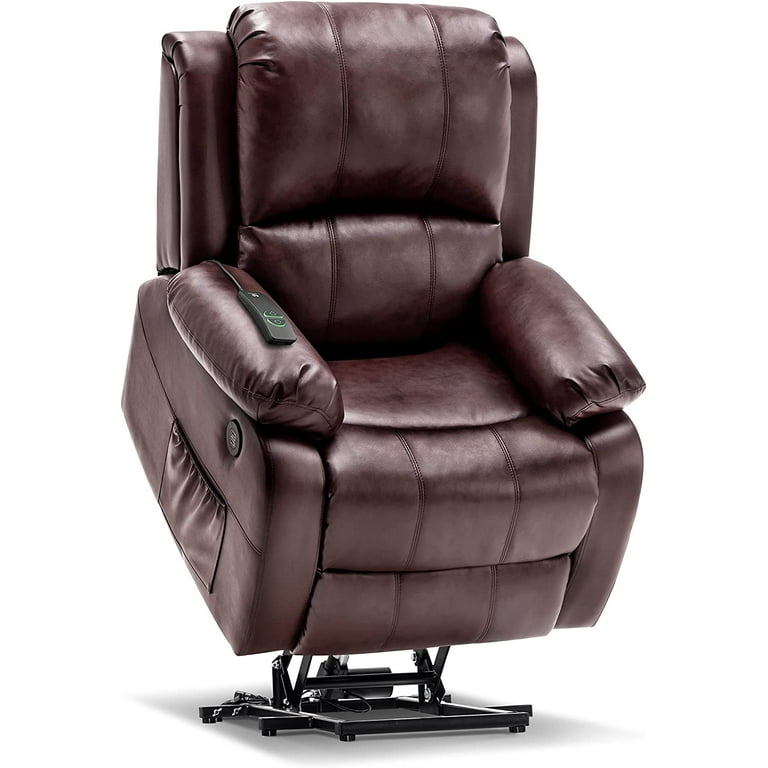 MCombo Medium Power Lift Recliner Chair Sofa with Extra Wide Footrest for  Elderly People, Fabric 7575 (Brown)