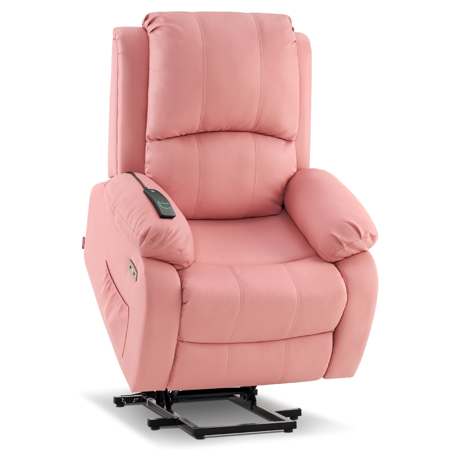 MCombo Small Power Lift Recliner Chair Sofa with Massage and Heating for Elderly People 3 Positions 2 Side Pockets USB Ports Faux Leather 7409