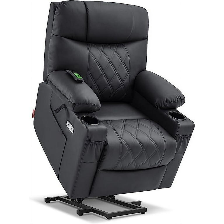 Free Shipping MCombo Electric Power Lift Recliner with Massage Heat USB Adjustable Headrest Faux Leather 7111 Black Small Walmart Walmart