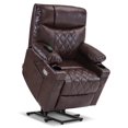 thumbnail image 1 of MCombo Small Size Electric Power Lift Recliner Chair Sofa with Massage and Dual Heating, Adjustable Headrest for Elderly People Petite, USB Ports, Extended Footrest, Faux Leather 7111 (Dark Brown), 1 of 9