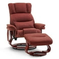 thumbnail image 1 of MCombo Swivel Recliners with Ottoman, Reclining TV Chairs with Vibration Massage, Faux Leather Ergonomic Lounge Chair for Living Room Bedroom 4832(Burgundy), 1 of 9
