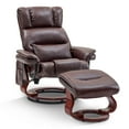 thumbnail image 1 of MCombo Swivel Recliners with Ottoman, Reclining TV Chairs with Vibration Massage, Faux Leather Ergonomic Lounge Chair for Living Room Bedroom 4832(Dark Brown), 1 of 9