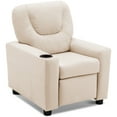 thumbnail image 1 of MCombo Toddlers Kids Recliner Chair with Cup Holder for Boys and Girls, Faux Leather, Cream White, 1 of 7