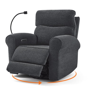 MCombo Triple Motor Power Swivel Glider Rocker Recliner Chair for Living Room & Nursery, Fabric, Dark Grey