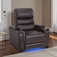 thumbnail image 1 of MCombo Triple Motors Power Recliner Chair with Power Headrest, Electric Lumbar Support, Home Theater Seating with Armrest Storage, Tray Table, Faux Leather, Brown, 1 of 11
