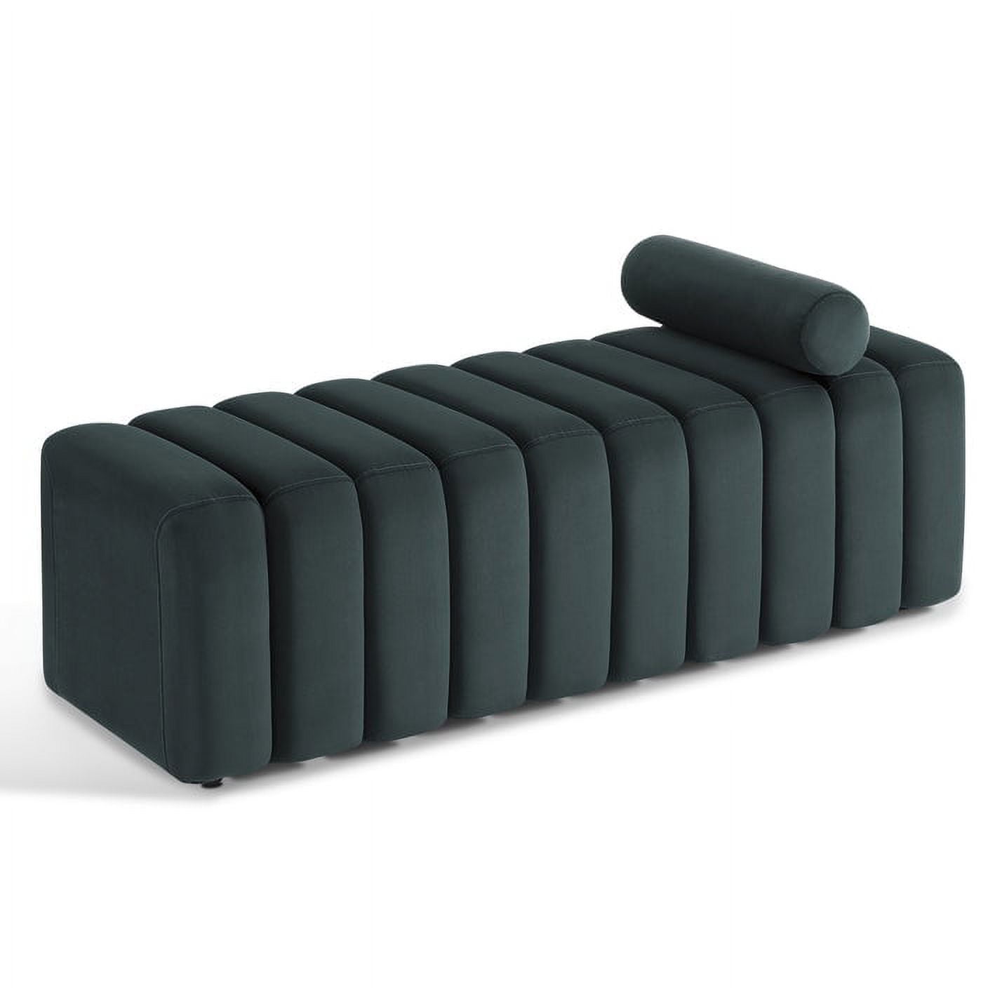 MCombo Waiting Room Benches, Guest Reception Lobby Chairs for Salon, Velvet Upholstered Ottoman for Bedroom Entryway 4698 (Dark Grey)