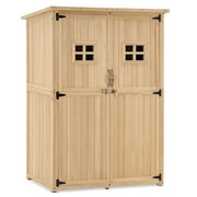 MCombo Wood Large Outdoor Storage Tool Shed (46.9" x 22.4" x 66") 1911 (Beige)