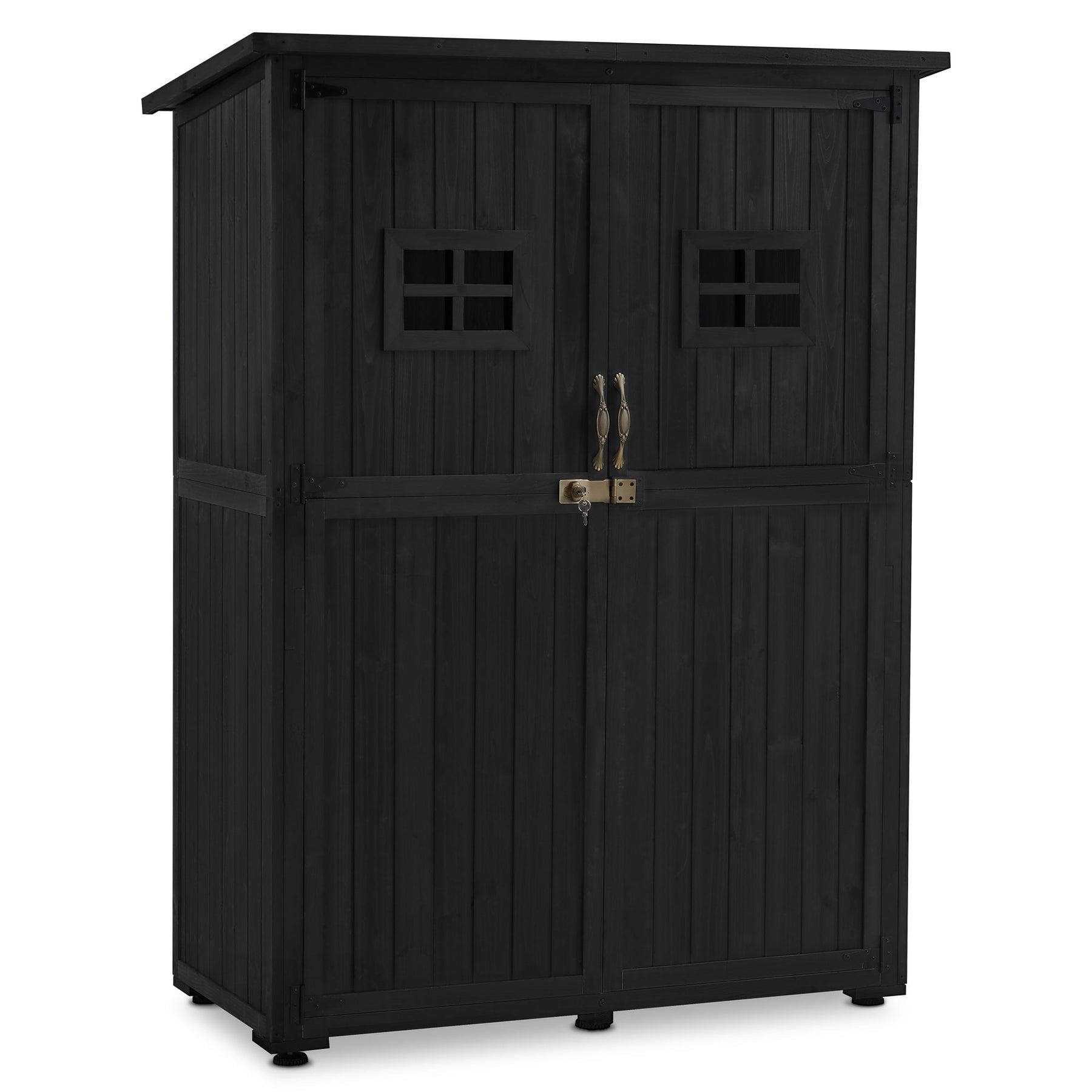 MCombo Wood Large Outdoor Storage Tool Shed (46.9" x 22.4" x 66") 1911 (Black)