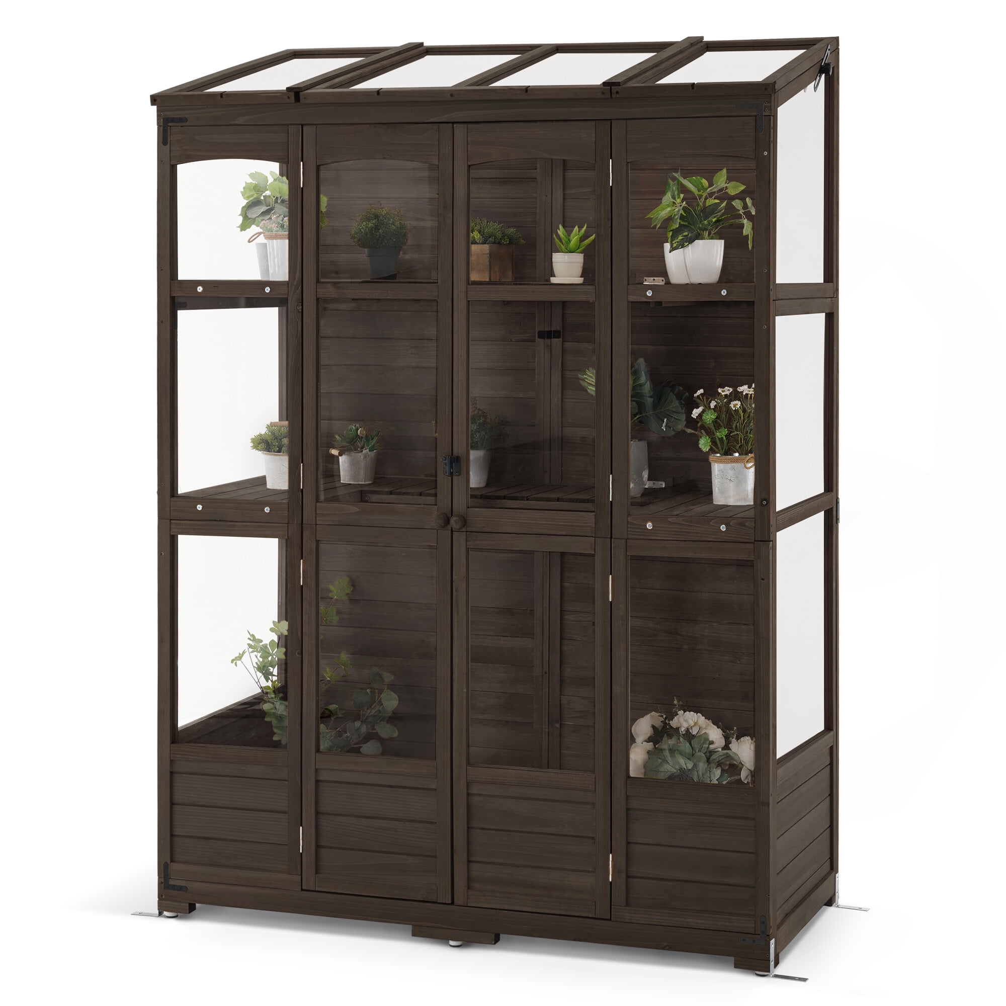MCombo Wood Walk-in Outdoor Large Greenhouse 0899(Brown)