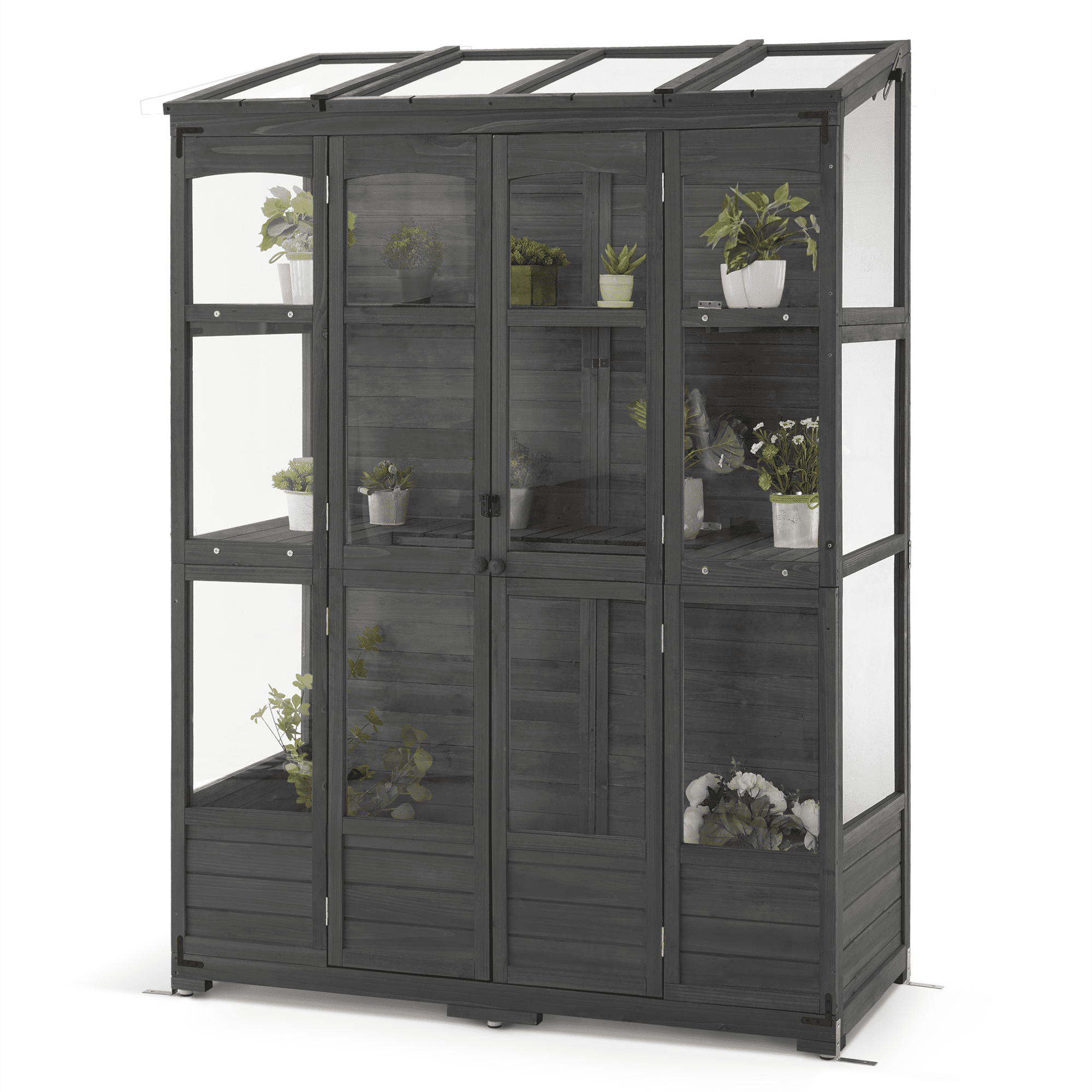 MCombo Wood Walk-in Outdoor Large Greenhouse 0899(Dark Grey)