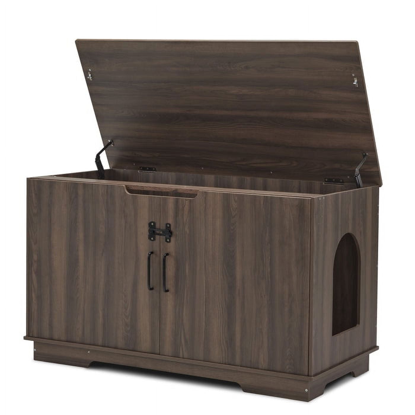 Brown Wooden Extra Large Cat Litter Box Bench with Top Opening