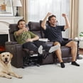 thumbnail image 1 of MCombo Zero Gravity Power Loveseat Recliner with Console, LED Light, Hidden Armrest Storage for Home Theater & Living Room, Dark Brown, 1 of 10