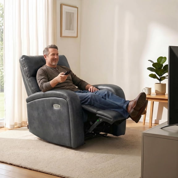 MCombo Zero Wall Hugger Power Recliner Chair for Small Space, Living Room, RV, Dark Grey
