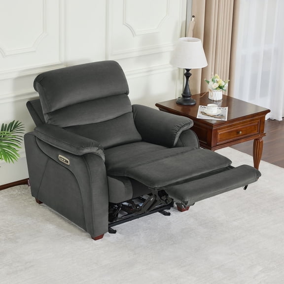 MCombo Zero Wall Hugger Power Recliner Chair for Small Space RV Living Room, Fabric (Dark Grey)