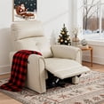 thumbnail image 1 of MCombo Zero Wall Hugger Power Recliner Chair for Small Spaces, Small Living Room, FSC Certified, Faux Leather, Beige, 1 of 13