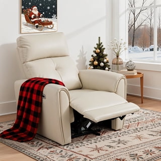 MCombo Zero Wall Hugger Power Recliner Chair for Small Spaces, Small Living Room, FSC Certified, Faux Leather, Beige