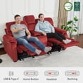 thumbnail image 1 of MCombo Zero Wall Hugger Power Recliner Loveseat with Console for Living Room, RVs, Small Spaces, Fabric, Burgundy, 1 of 9