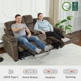 thumbnail image 1 of MCombo Zero Wall Hugger Power Recliner Loveseat with Console for Living Room, RVs, Small Spaces, Fabric, Coffee, 1 of 8