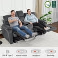 thumbnail image 1 of MCombo Zero Wall Hugger Power Recliner Loveseat with Console for Living Room, RVs, Small Spaces, Fabric, Dark Grey, 1 of 10