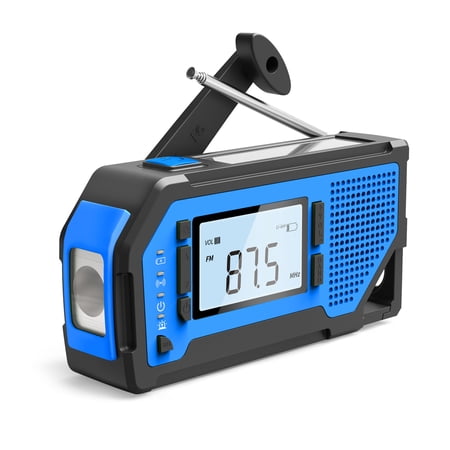 MD-092P Solar Radio, AM FM / Loud Bluetooth Speaker, IPX5 Waterproof /SOS Alarm, Solar Battery, Hand Crank Power Source, Weather Reports