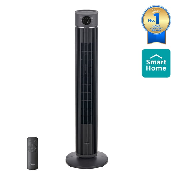 Midea 42-Inch WiFi Enabled Grey Tower Fan with 12 Speed Settings