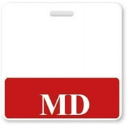 MD Badge Buddy - Heavy Duty Horizontal Badge Buddies for Medical Doctors - Spill Proof & Tear Resistant Cards - Double Sided - Quick Role Identifier ID Backers - USA Printed by Specialist ID 1, Red