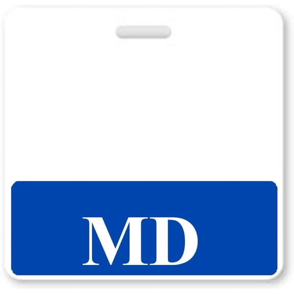 MD Badge Buddy - Heavy Duty Horizontal Badge Buddies for Doctors of Medicine - Spill Proof & Tear Resistant Cards - 2 Sided Quick Role ID Backers - Specialist ID (Blue)