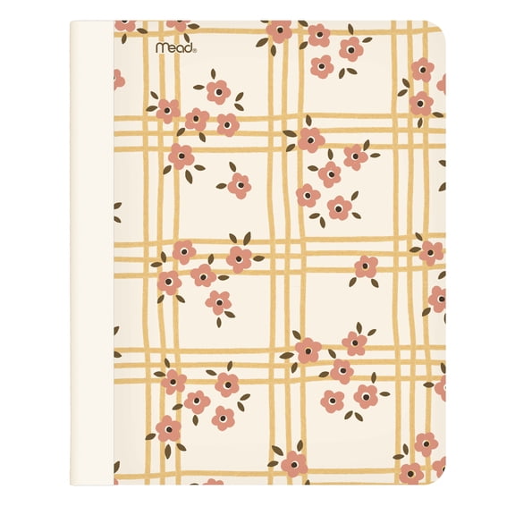 Mead College Ruled Composition Notebook with Flower Plaid Design, 80 Sheets