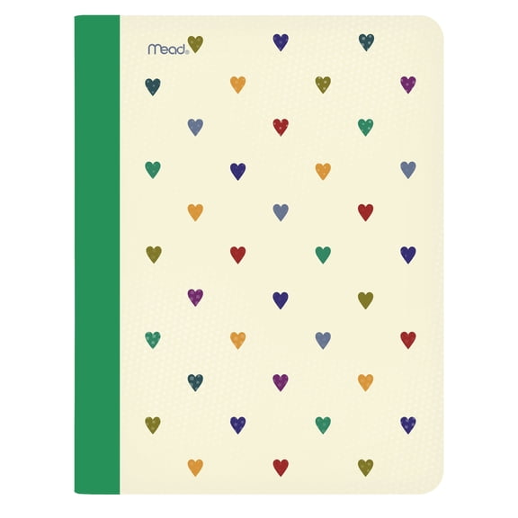 Mead College Ruled Composition Notebook With Small Hearts Design