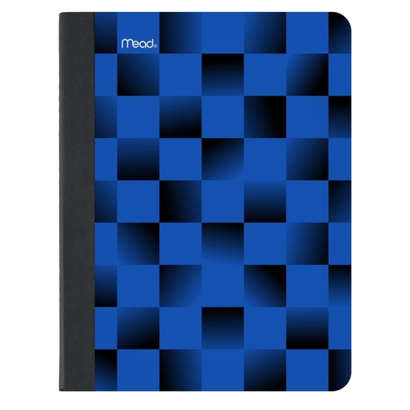 Mead Blue Checker Composition Book, Wide Ruled, 80 Sheets, 7.5" x 9.75" Paper Notebook