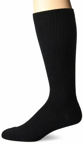 GROSSYGLOW MD Compression Socks Ribbed Cushion Sole Over the Calf Black Large Size 1 Pair