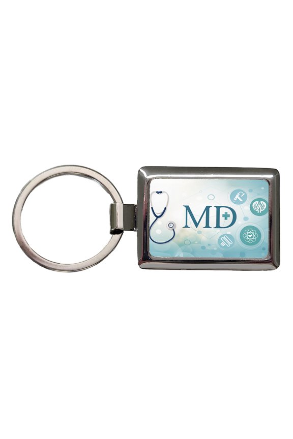 MD Doctor Medical Metal Rectangle Keychain