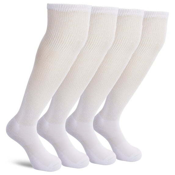 MD FootThera 4 Pack Extra Wide Non-Binding Diabetic and Circulatory Bamboo Over The Knee Socks with Cushioned Sole